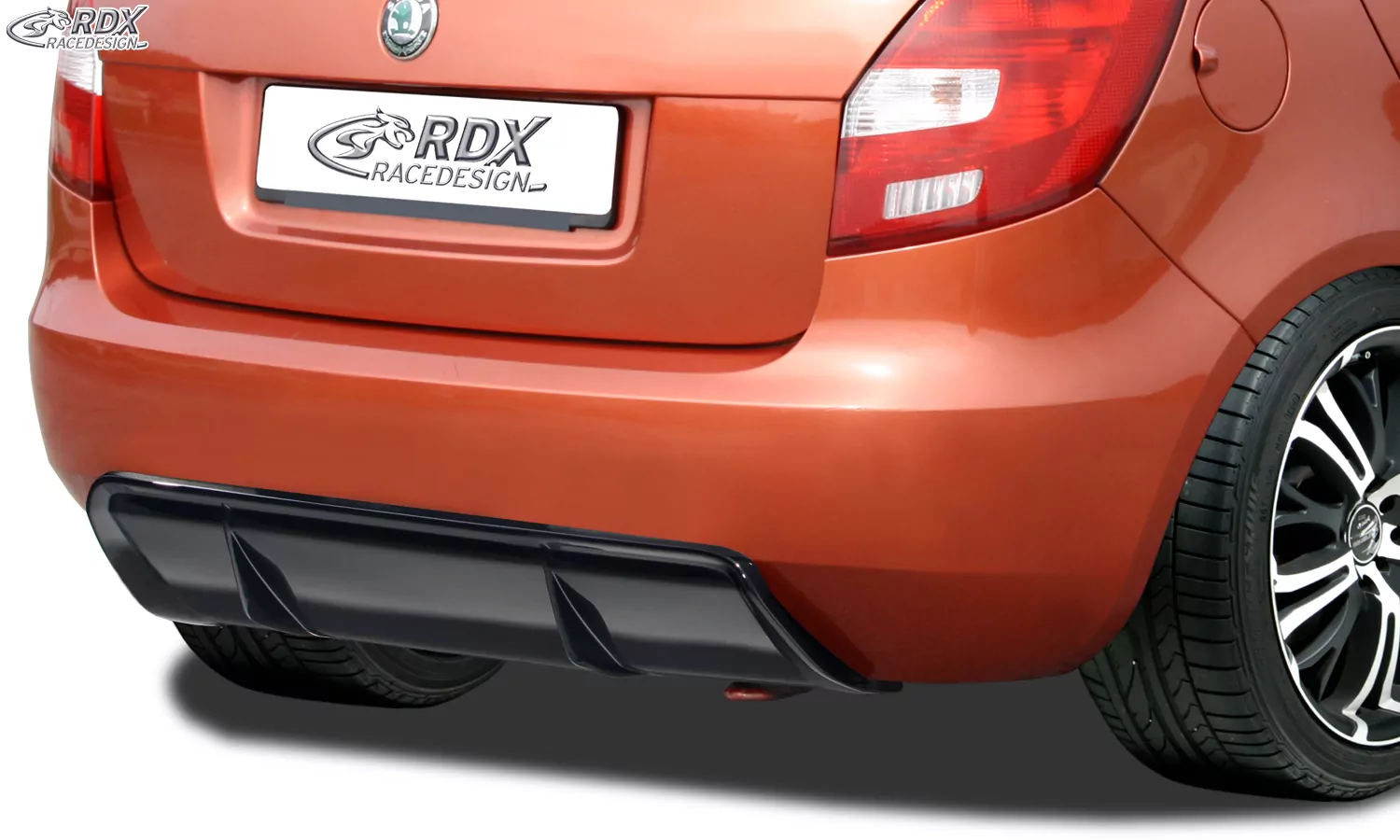 RDX Heckansatz für SKODA Fabia 2 Typ 5J (-2010 & Facelift 2010+) Diffusor Heckblende Heckdiffusor