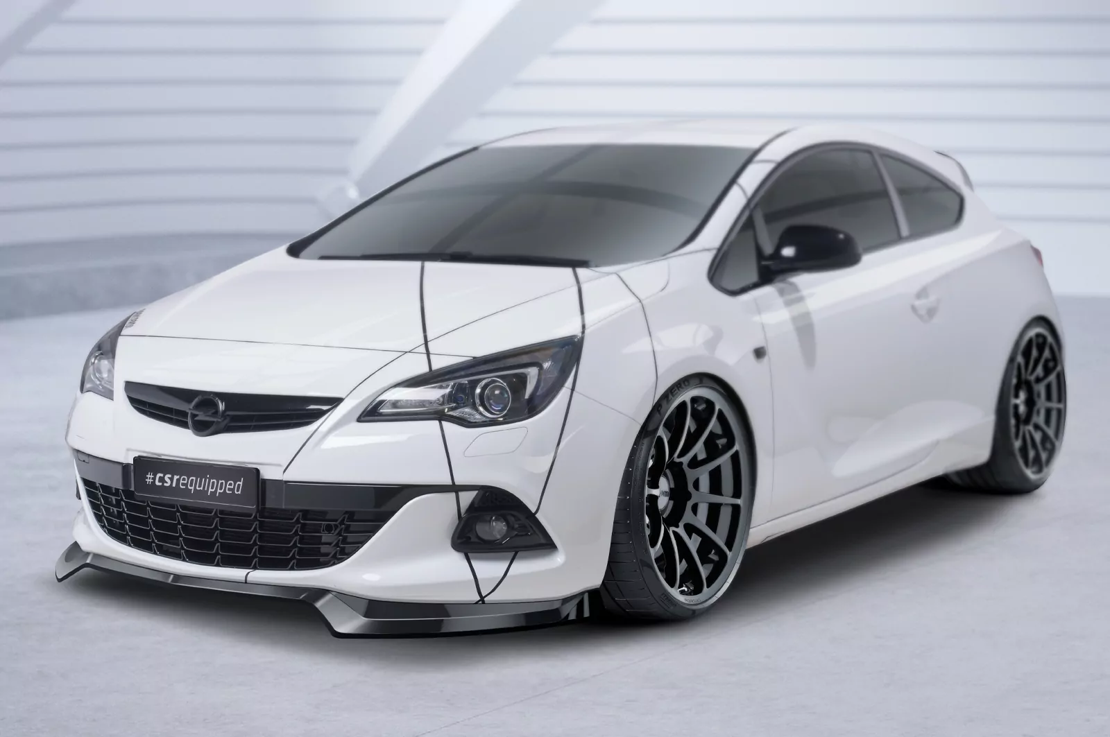 Cup-Spoilerlippe mit ABE für Opel Astra J GTC CSL695 Schwarz Strukturiert