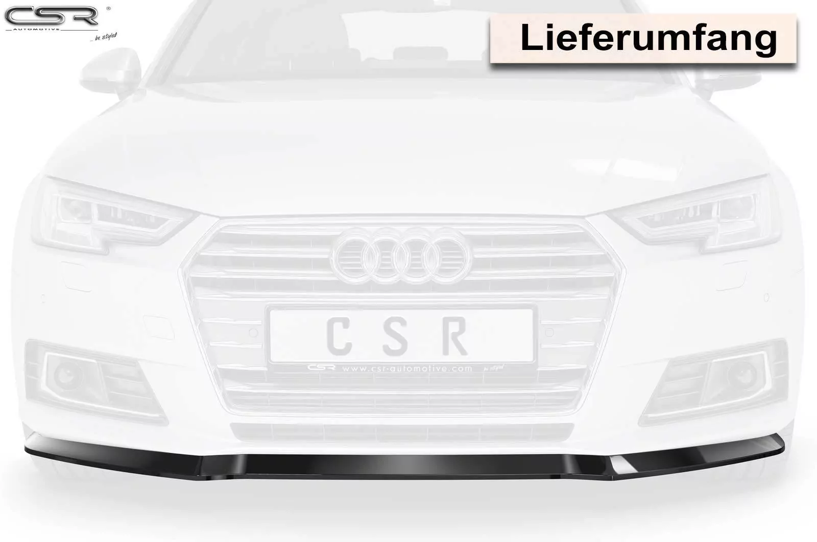 Cup-Spoilerlippe mit ABE für Audi A4 B9 (Typ 8W) CSL388-M Carbon Look (matt)