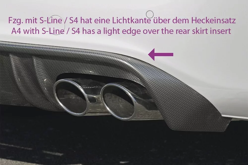 Rieger Heckeinsatz (GBL-55516) glanz schwarz für Audi A4 (B8/B81) Avant 11.07-12.11 (bis Facelift)