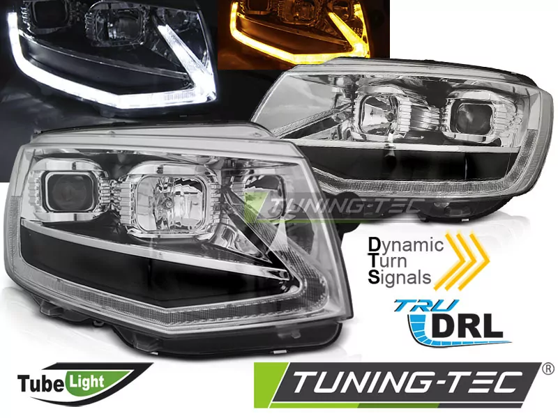 Headlights Tube Light Chrome Drl Seq Fits Vw T6 15-19