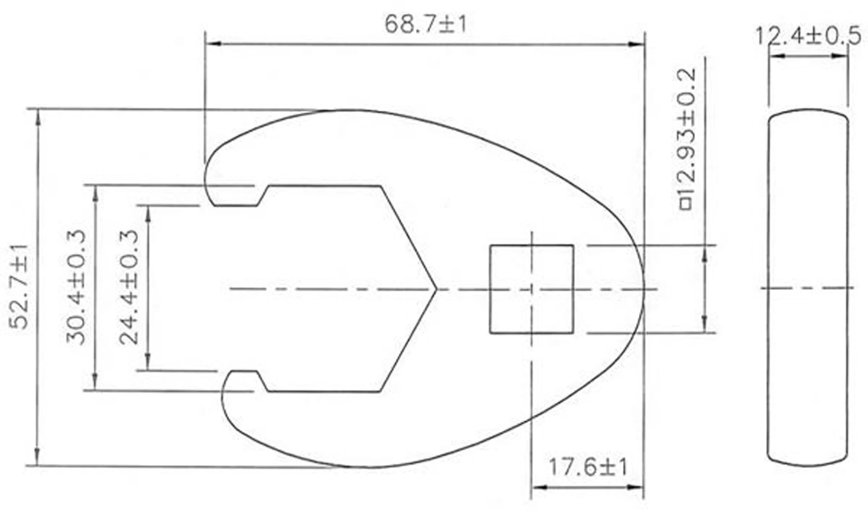 Hahnenfußschlüssel | Antrieb Innenvierkant 12,5 mm (1/2") | SW 30 mm