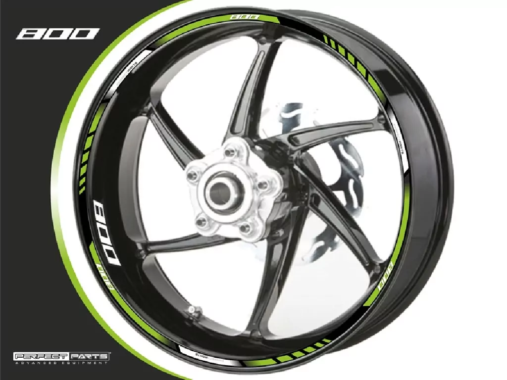 Felgenrandaufkleber für 800 ccm grün-weiß-schwarz