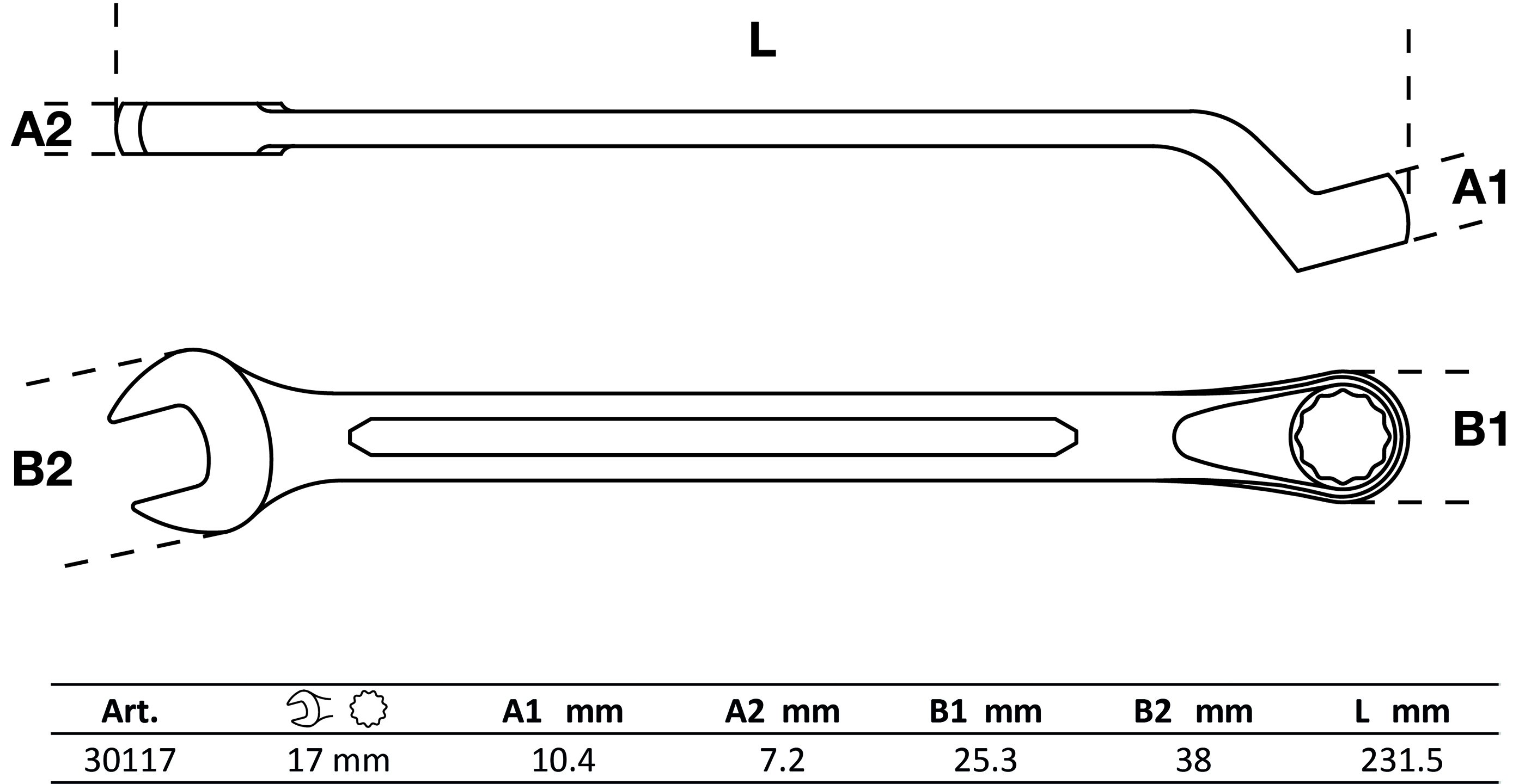 Maul-Ringschlüssel, gekröpft | SW 17 mm