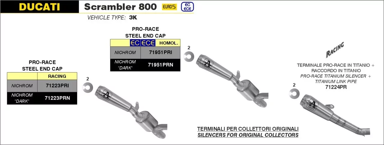 ARROW Pro-Race Edelstahl DUCATI SCRAMBLER 800 21-22