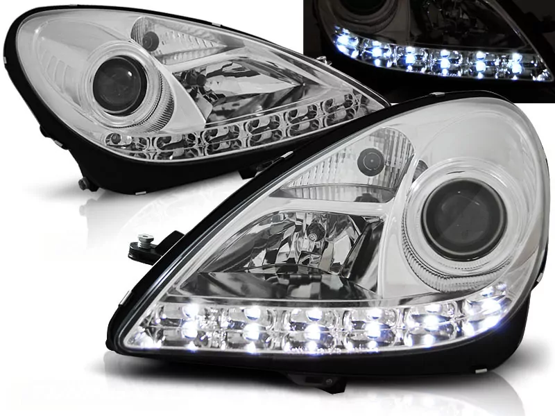 Xenon Headlights Daylight Chrome Fits Mercedes R171 Slk 04-11