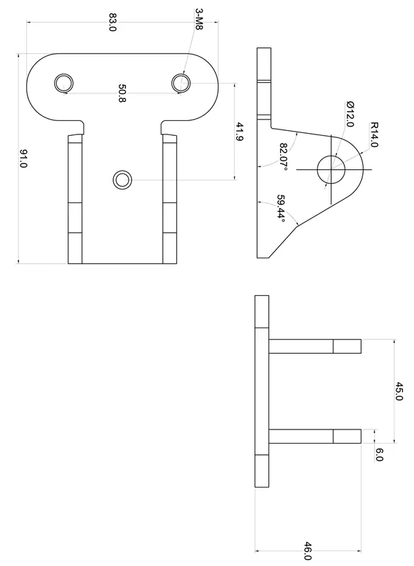 TA Technix universeller Gabelkopf mit Lasche für 33mm Stossdämpferaufhängung