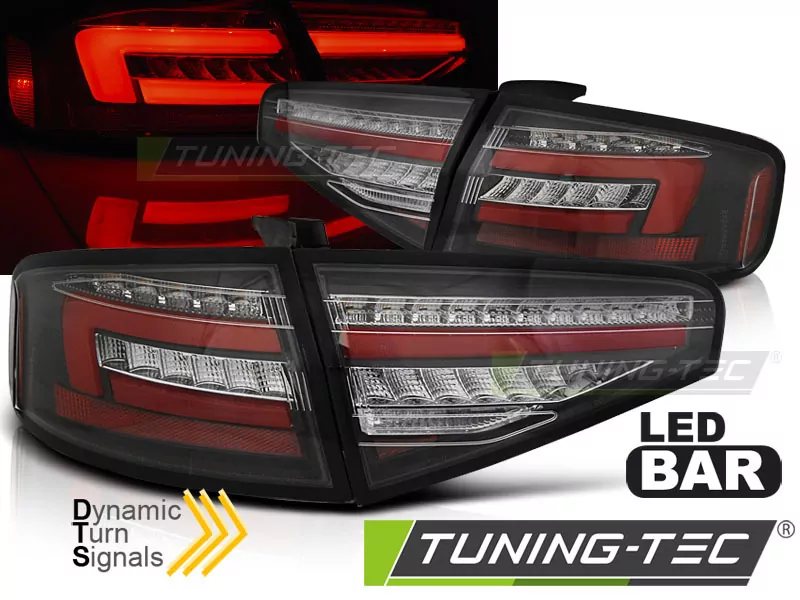 Led Bar Tail Lights Black Seq Fits Audi A4 B8 12-15 Sedan Oem Bulb