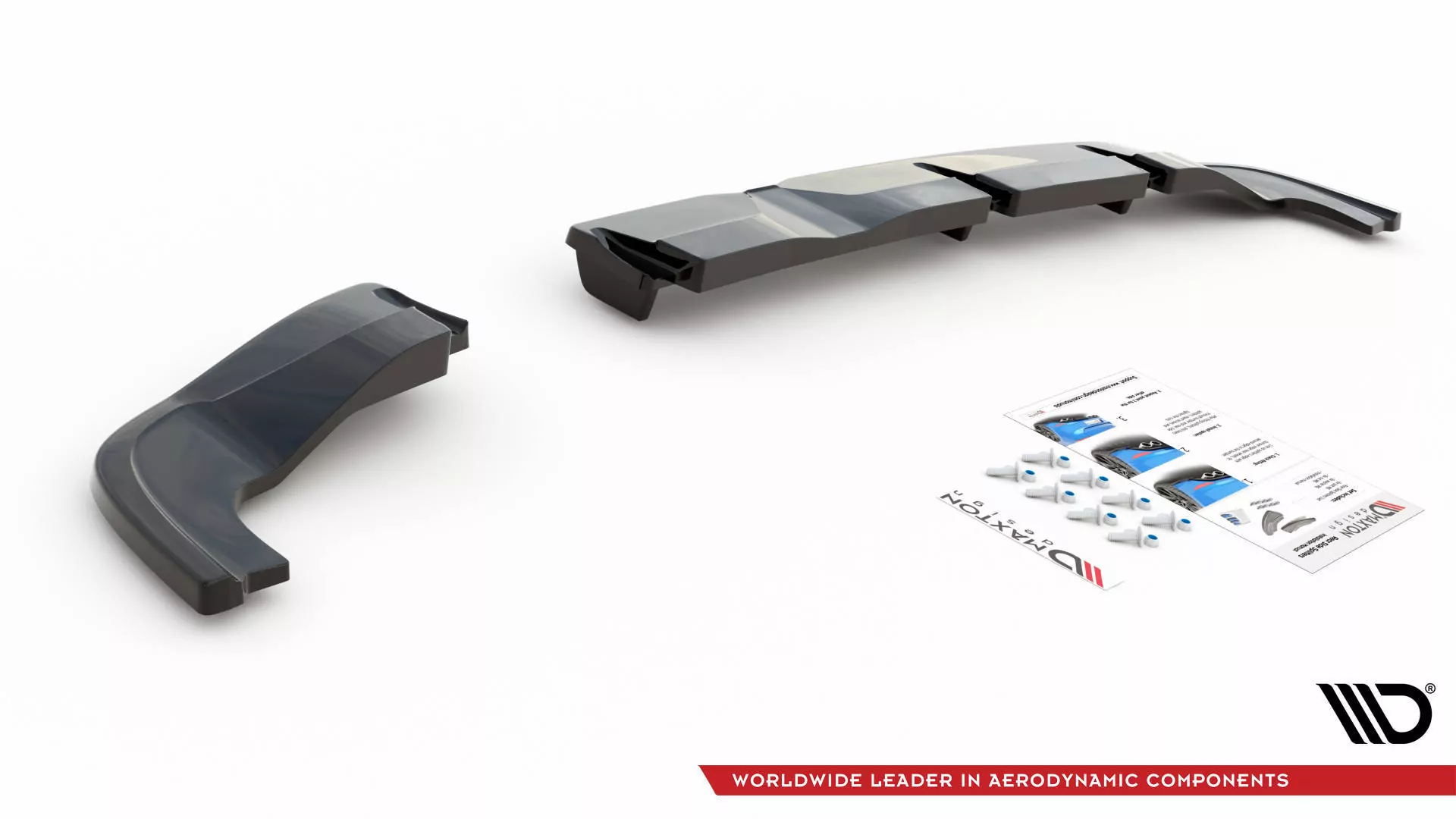 Hinten Splitter (mit Einem Vertikalem Balken) Hyundai I20 N Mk3 Schwarz Hochglanz