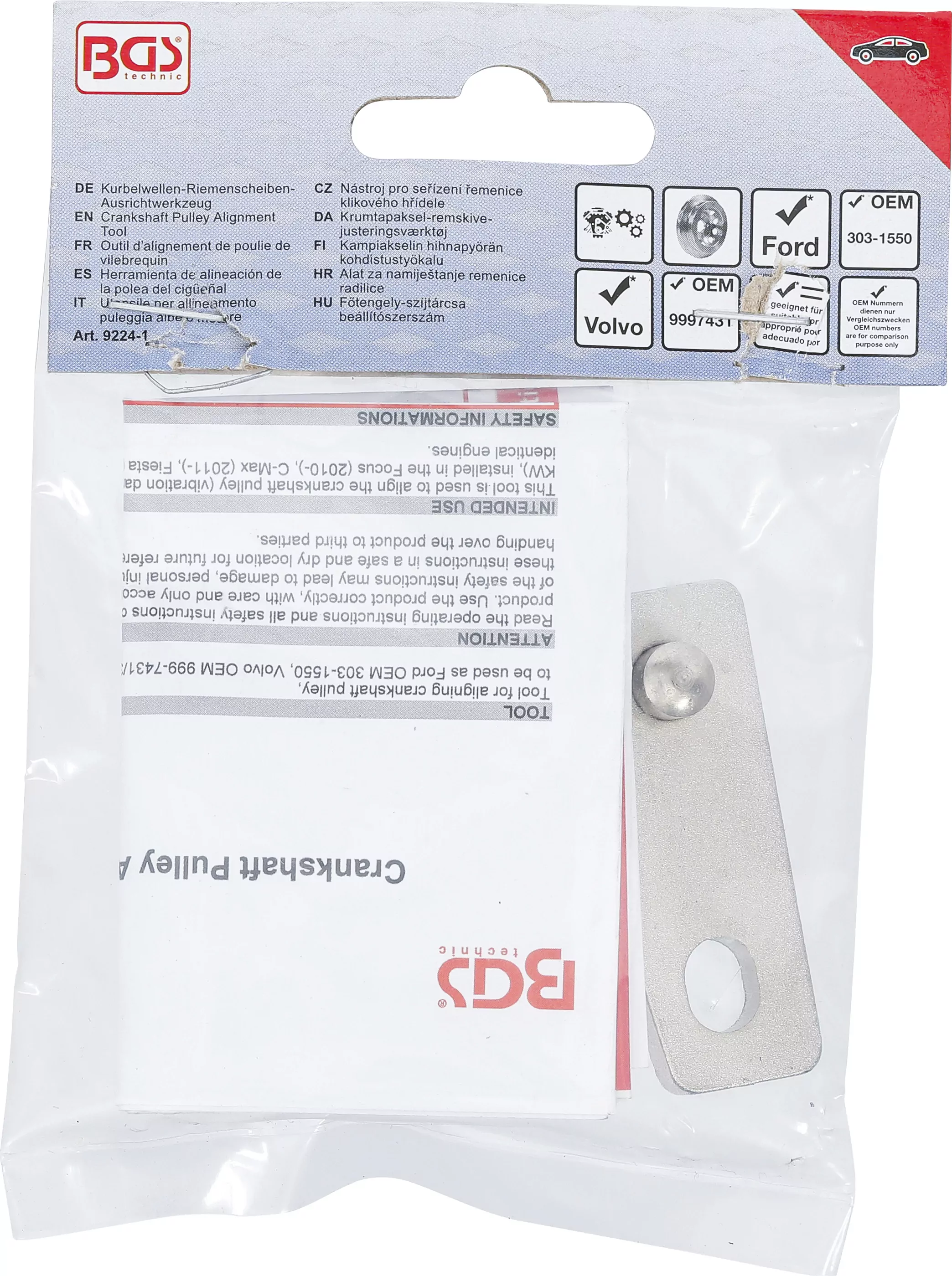 Kurbelwellen-Riemenscheiben-Ausrichtwerkzeug | für Ford, Volvo 1.6L