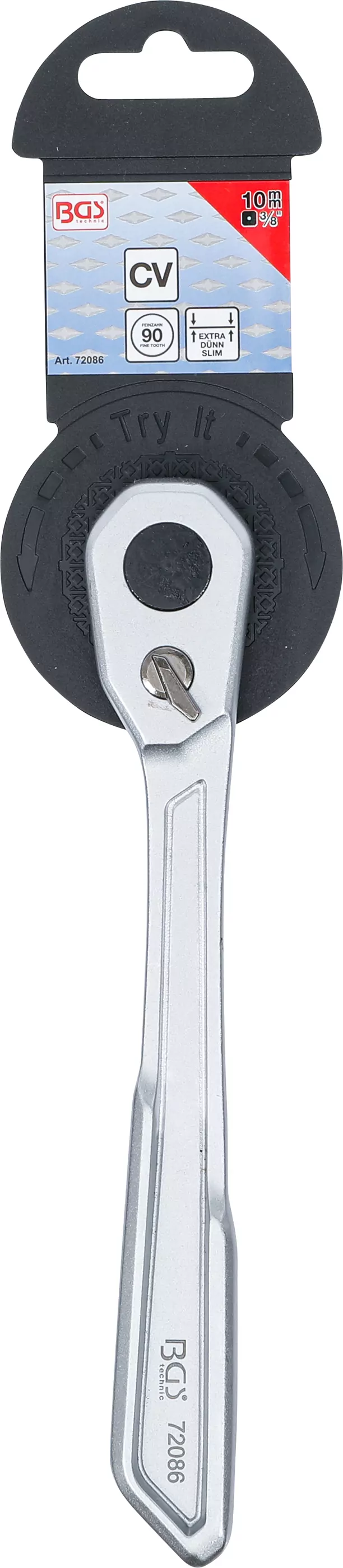 Umschaltknarre | extra flach | feinverzahnt | Abtrieb Außenvierkant 10 mm (3/8")