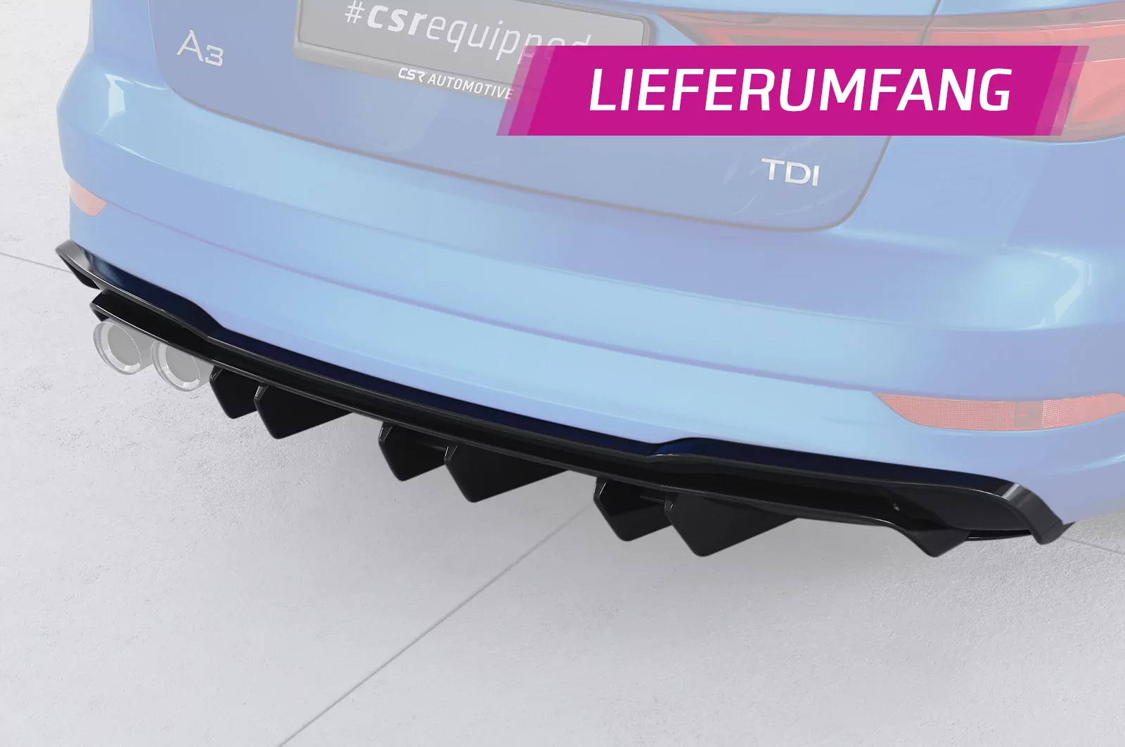 Heckansatz für Audi A3 8V S-Line Limo / Cabrio HA448 Schwarz Strukturiert