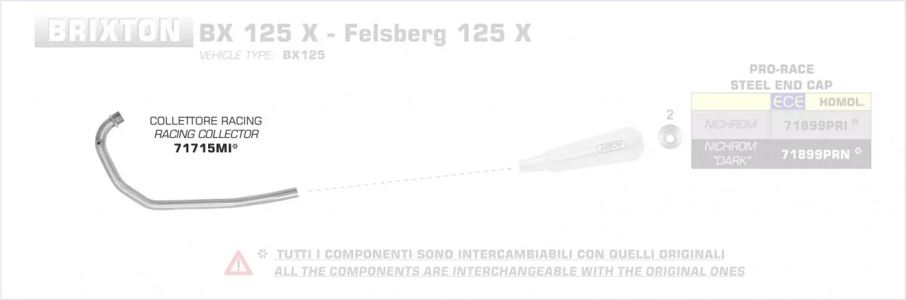 71715MI-Arrow Racing Krümmer BriXton BX 125 X / Felsberg 125 X 19-
