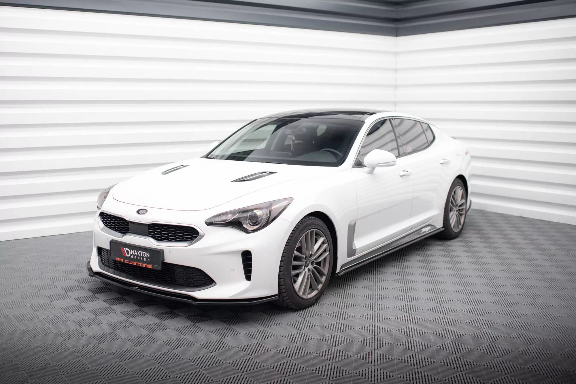 Front Ansatz Passend Für V.1 Passend Für KIA STINGER GT Schwarz Hochglanz Schwarz Hochglanz