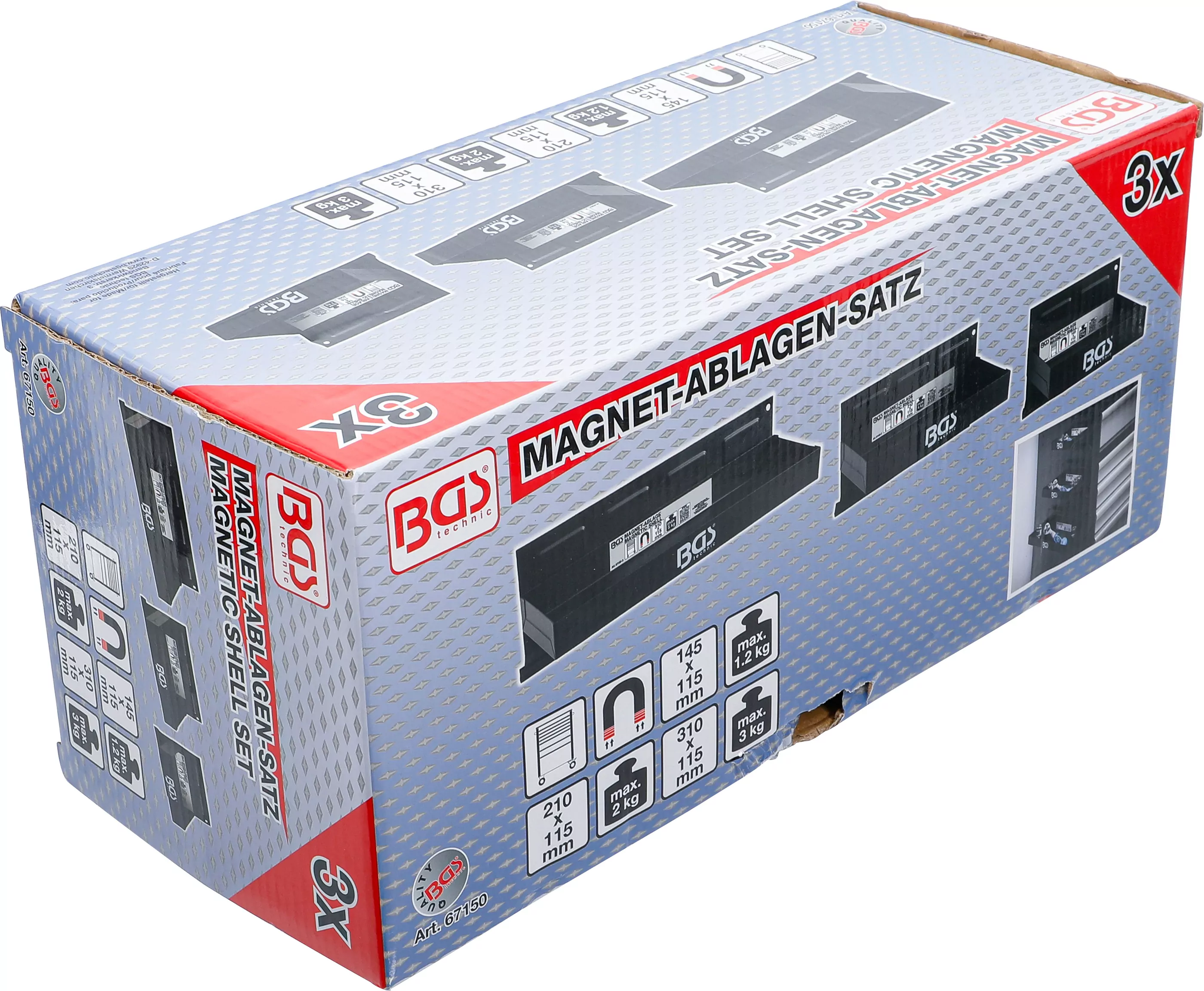 Magnet-Ablagen-Satz | 150 / 210 / 310 mm | 3-tlg.