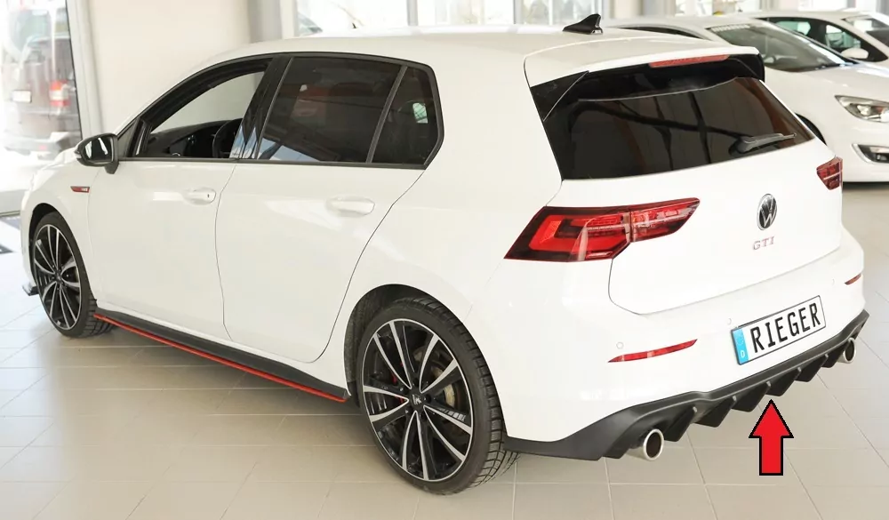 Rieger Heckeinsatz matt schwarz für VW Golf 8 GTI 5-tür. 08.20-03.24 (bis Facelift)