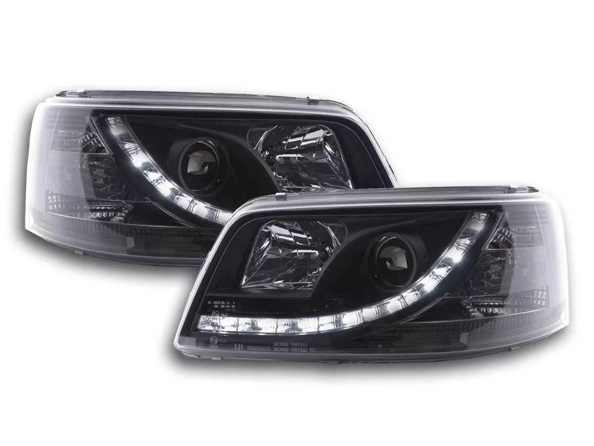 Scheinwerfer Set Daylight LED TFL-Optik VW Bus Typ T5 Bj. 03-09 schwarz