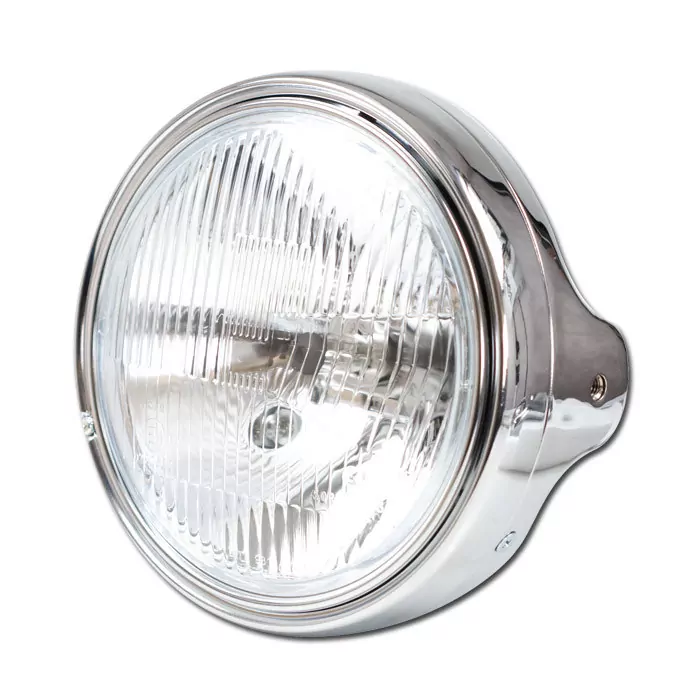 Scheinwerfer 7" Ltd-style, Chrom, Streuglas, H4 Mit Standlicht, Seitliche Befestigung, E-gepr.