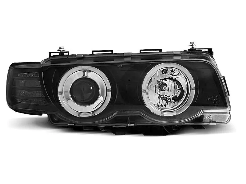 HEADLIGHTS ANGEL EYES BLACK fits BMW E38 09.98-07.01