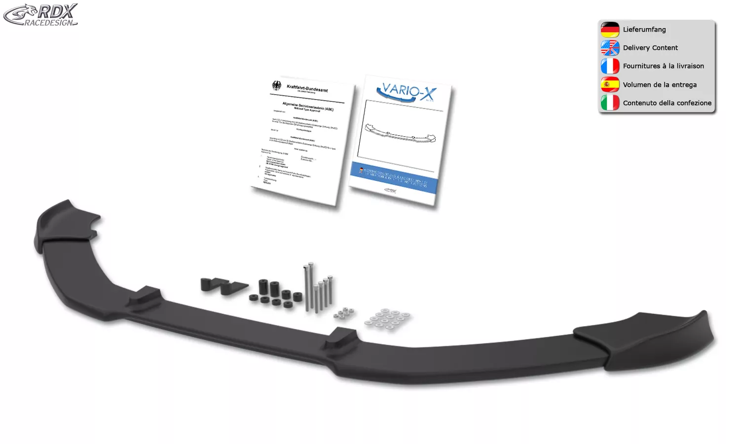 RDX Frontspoiler VARIO-X für VW Tiguan (2007-2011) Frontlippe Front Ansatz Vorne Spoilerlippe