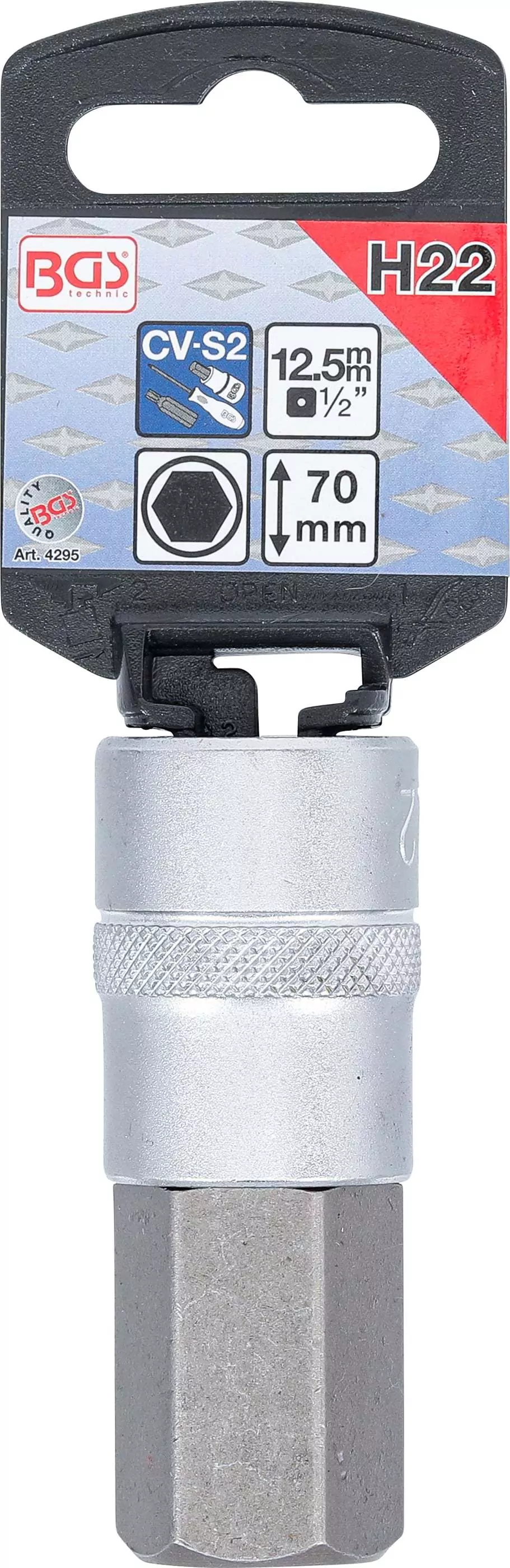 Bit-Einsatz | Länge 70 mm | Antrieb Innenvierkant 12,5 mm (1/2") | Innensechskant 22 mm