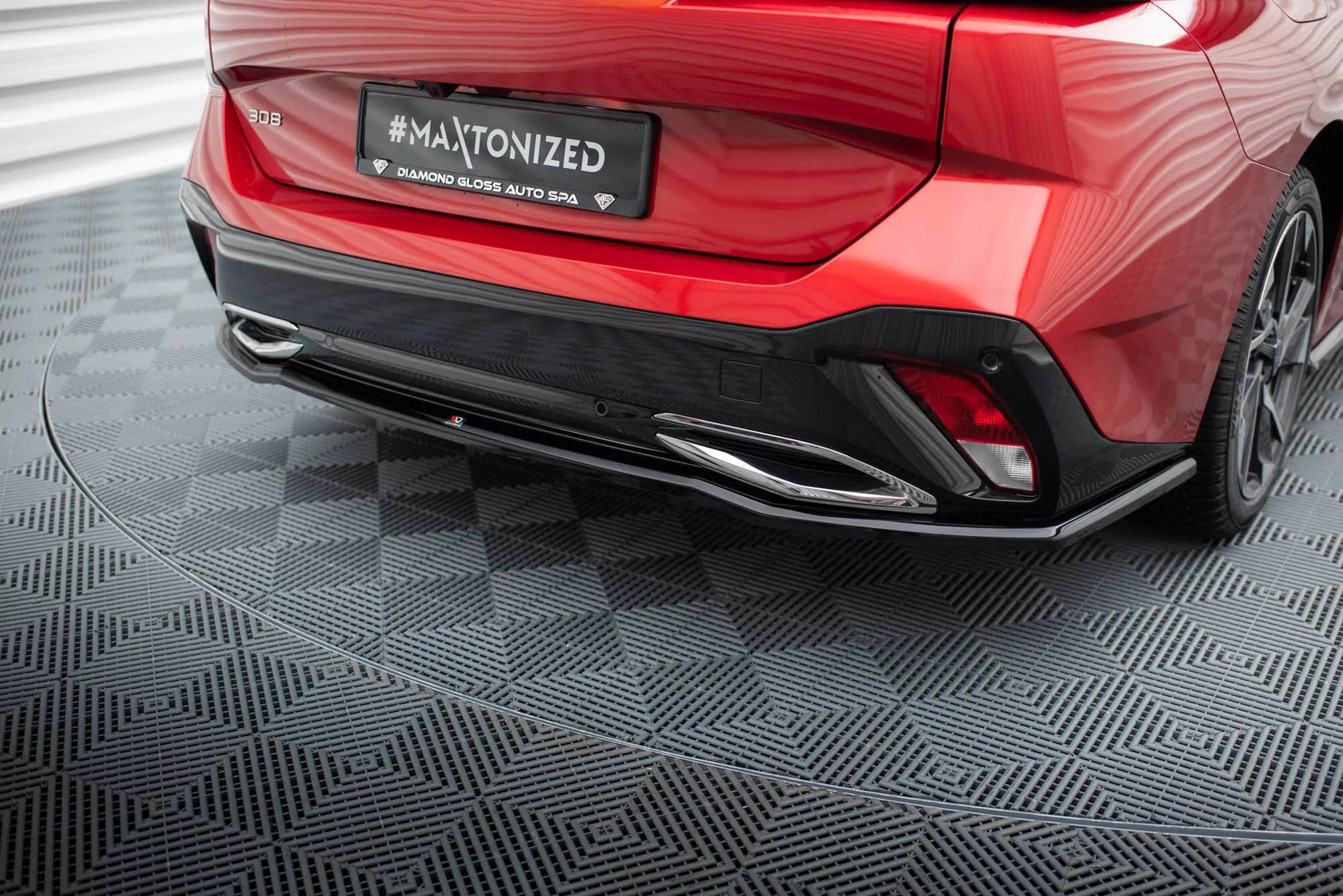 Zentrale Hinten Splitte Peugeot 308 Mk3 Schwarz Hochglanz