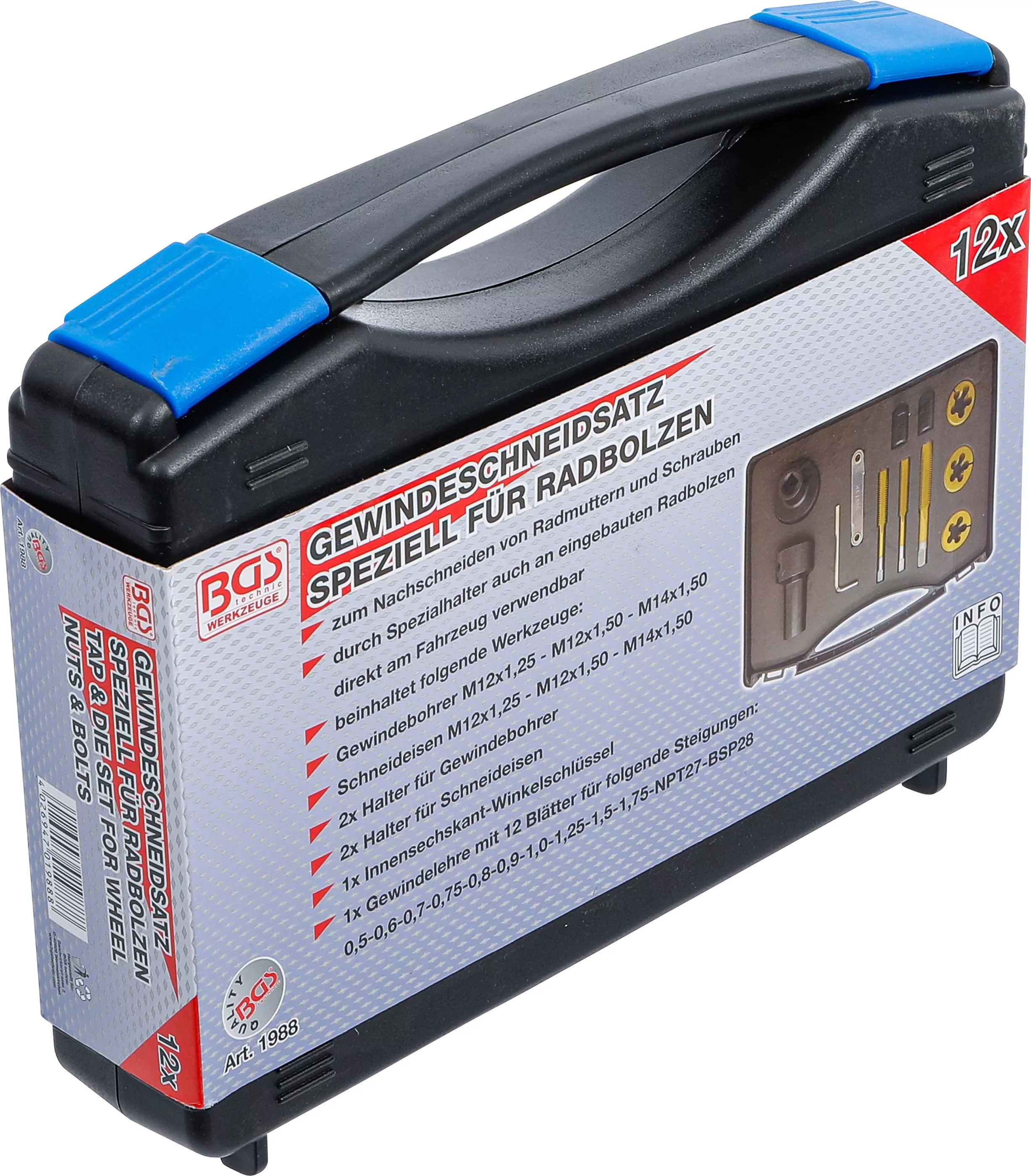 Gewindebohrer-/Schneideisen-Satz für Radmuttern und Bolzen | 12-tlg.