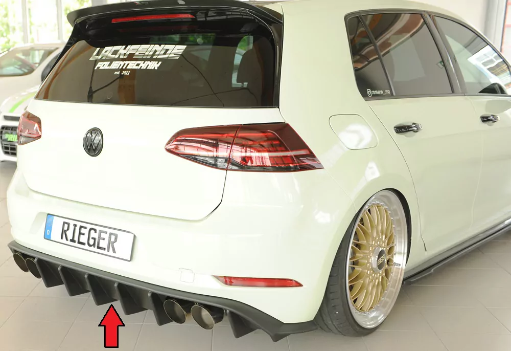 Rieger Heckeinsatz matt schwarz für VW Golf 7 R 5-tür. 02.17- (ab Facelift)