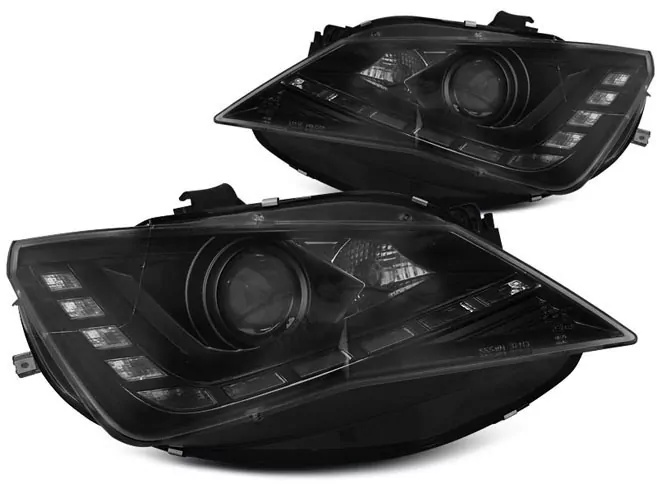 HEADLIGHTS TRUE DRL BLACK fits SEAT SEAT IBIZA 6J 12-15