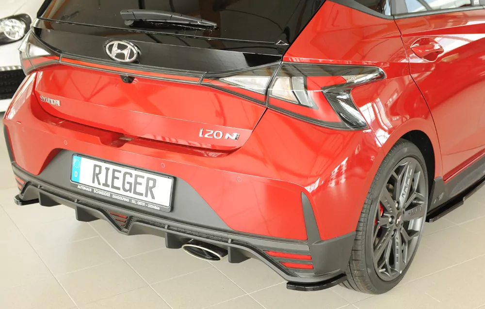 Rieger Heckschürzenansatz seitlich links glanz schwarz für Hyundai i20 N-Performance  (BC3) 5-tür. (Schrägheck) 04.21-
