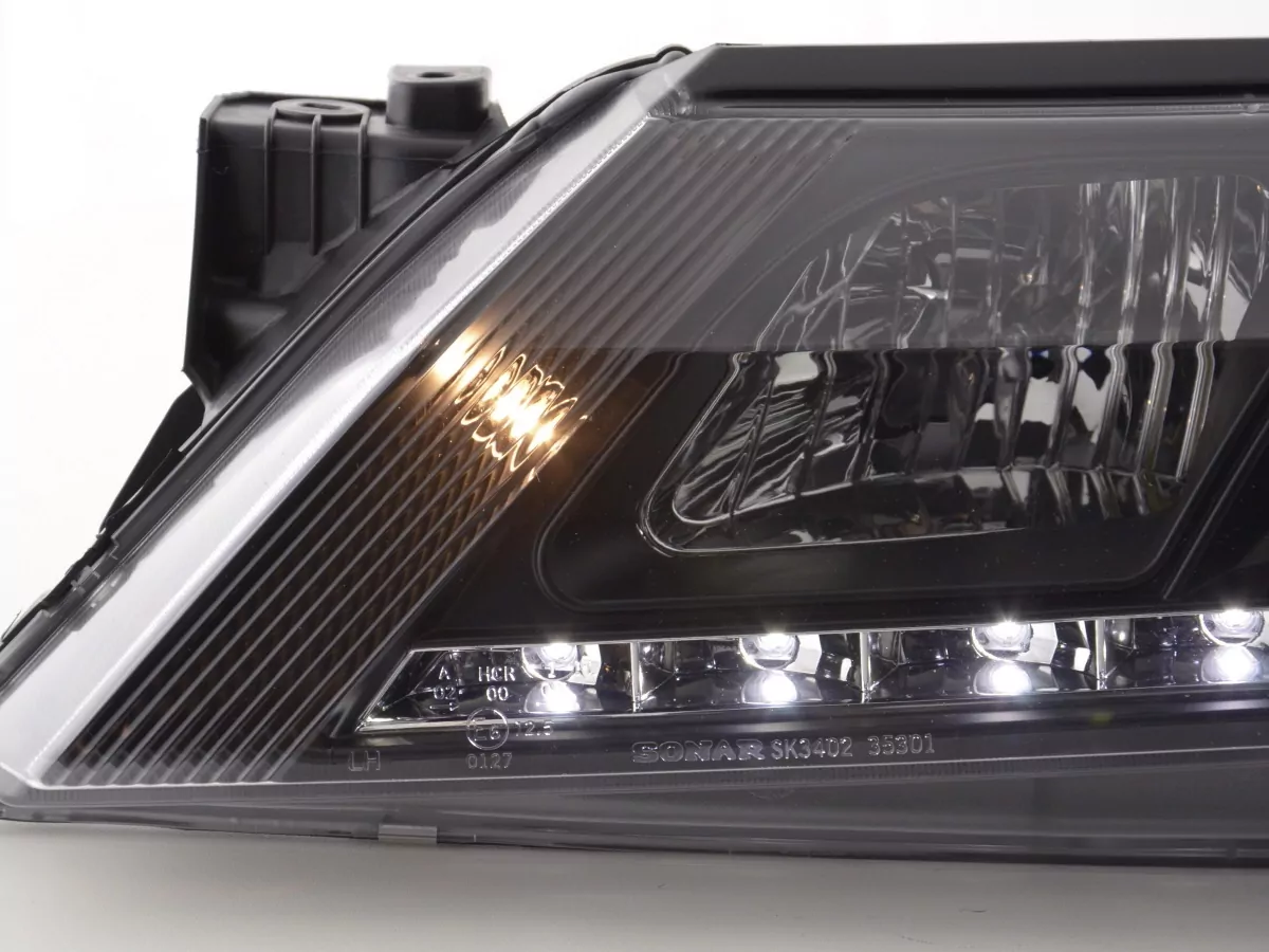 Scheinwerfer Set Daylight LED TFL-Optik Renault Laguna (Typ G) Bj. 01-05 schwarz