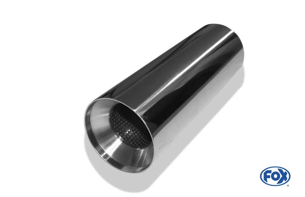 Anschweißendrohr Typ 22  Ø 100 mm / Gesamtlänge: 300 mm  - rund / uneingerollt / gerade / mit poliertem Absorber (Innendurchmesser 63mm - Länge: ca. 140mm)