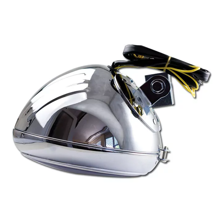 Scheinwerfer 7", "groove", Chrom, M10 Unten, Prismen Chromreflektor, Bates Style, E-geprüft