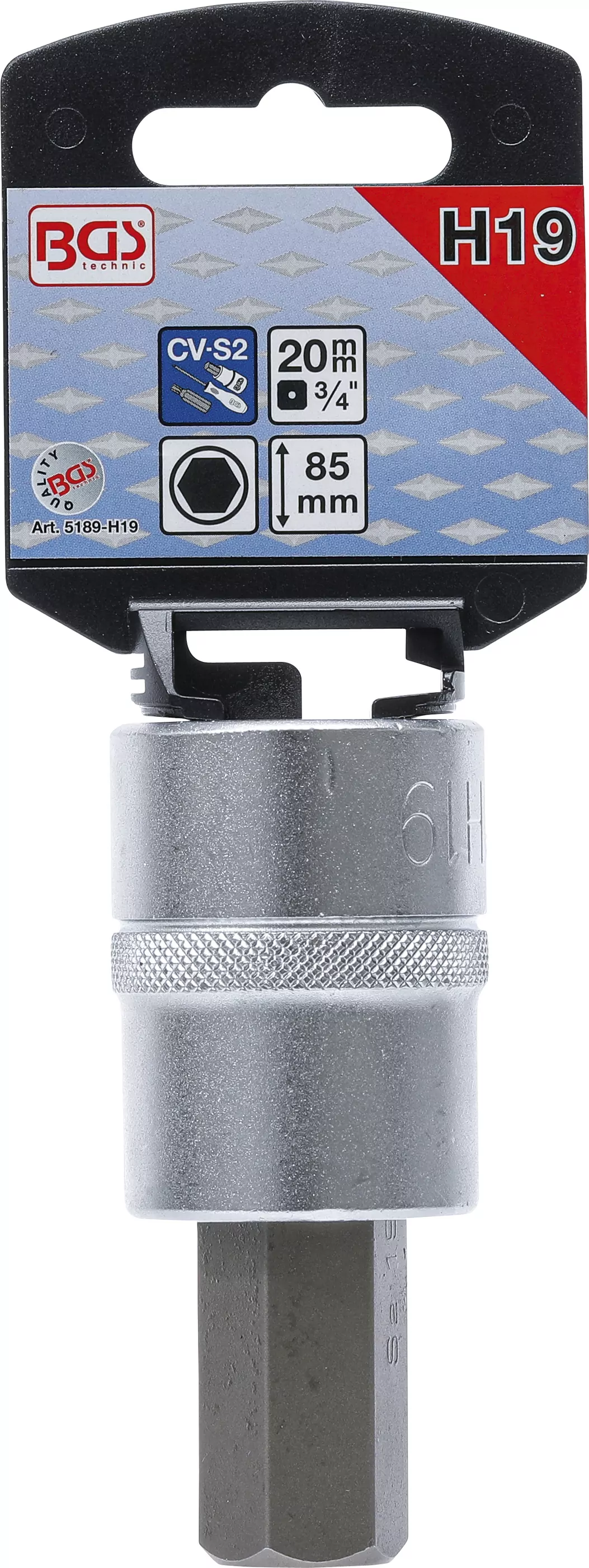 Bit-Einsatz | Antrieb Innenvierkant 20 mm (3/4") | Innensechskant 19 mm