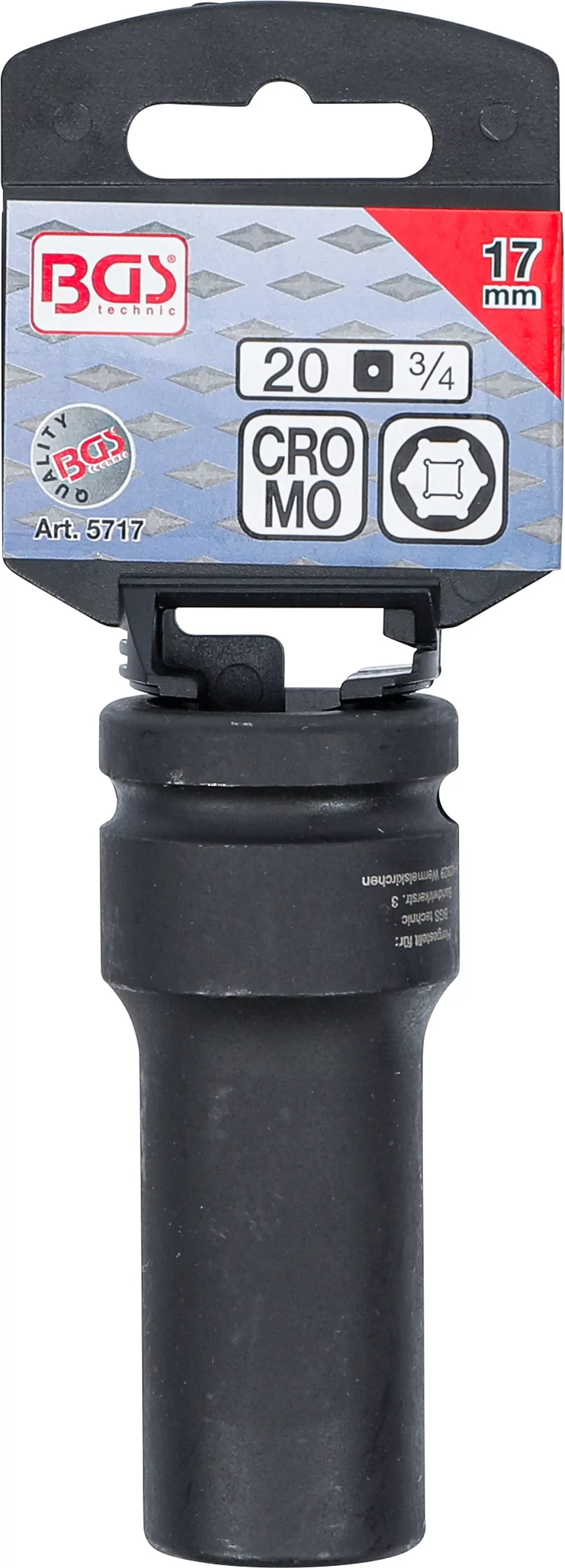 Kraft-Steckschlüssel-Einsatz Sechskant, tief | Antrieb Innenvierkant 20 mm (3/4") | SW 17 mm