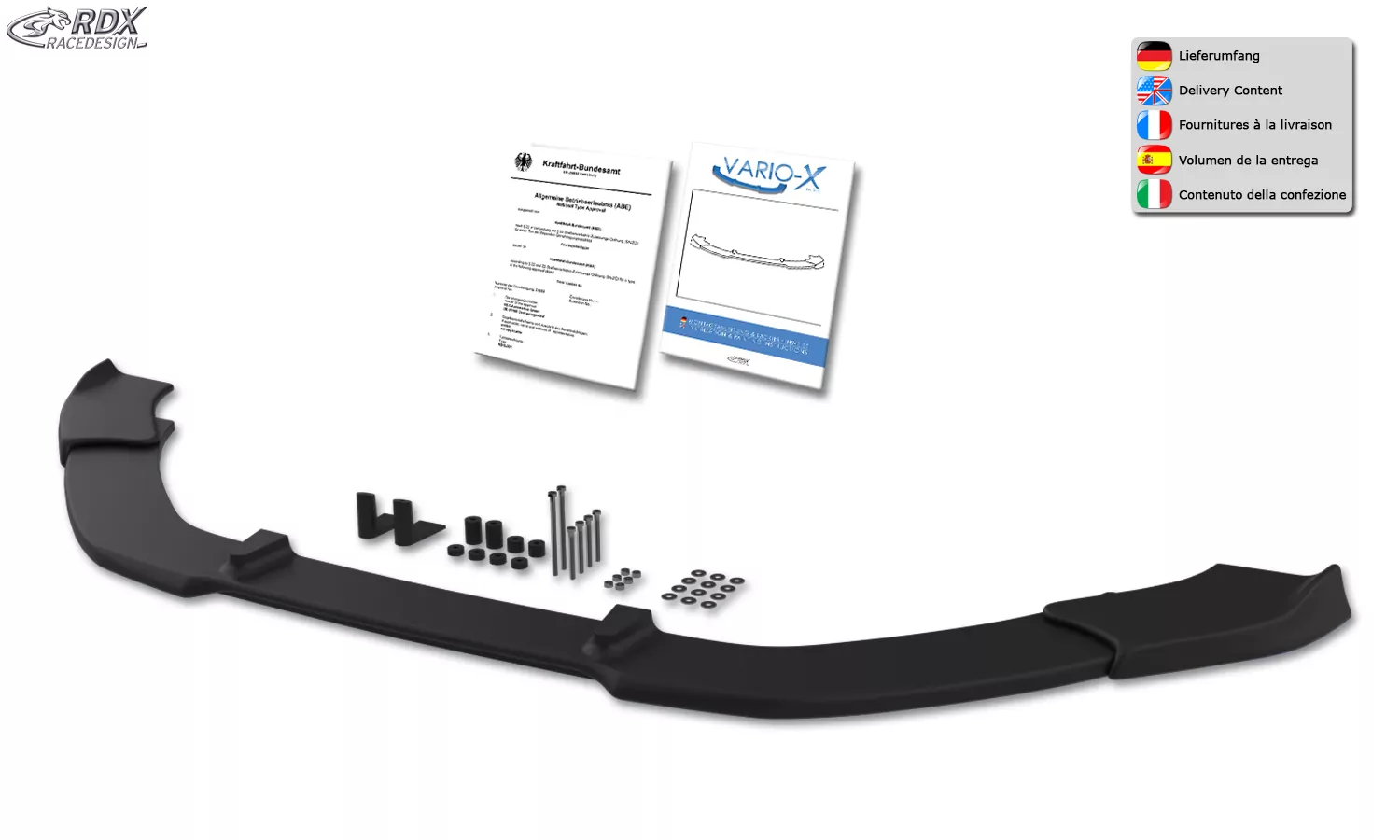 RDX Frontspoiler VARIO-X für FORD Kuga 2 Individual / ST-Line (DM2) 2012-2016 Frontlippe Front Ansatz Vorne Spoilerlippe
