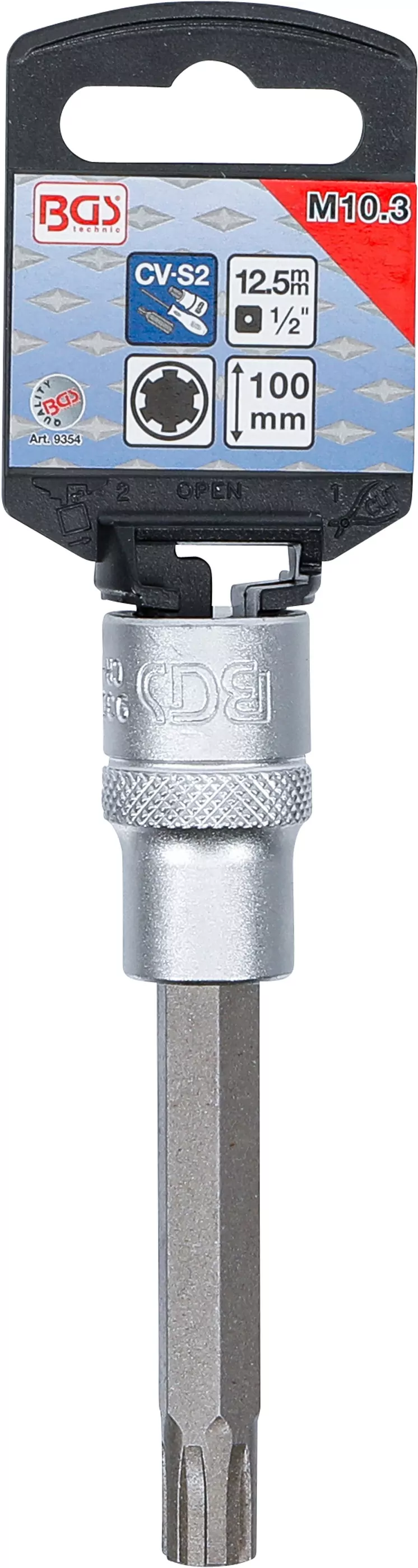 Bit-Einsatz | Länge 100 mm | Antrieb Innenvierkant 12,5 mm (1/2") | Keil-Profil (für Ribe) M10,3