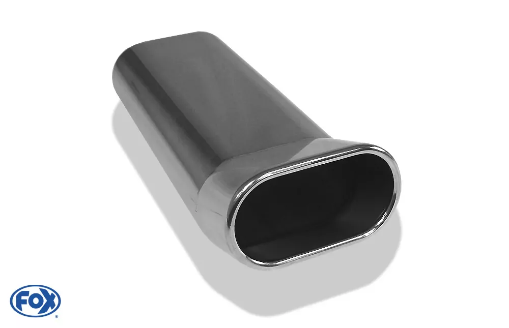 Anschweißendrohr Typ 56 130x50 mm / Länge: 350 mm  - flachoval / eingerollt / FOX-Design / ohne Absorber
