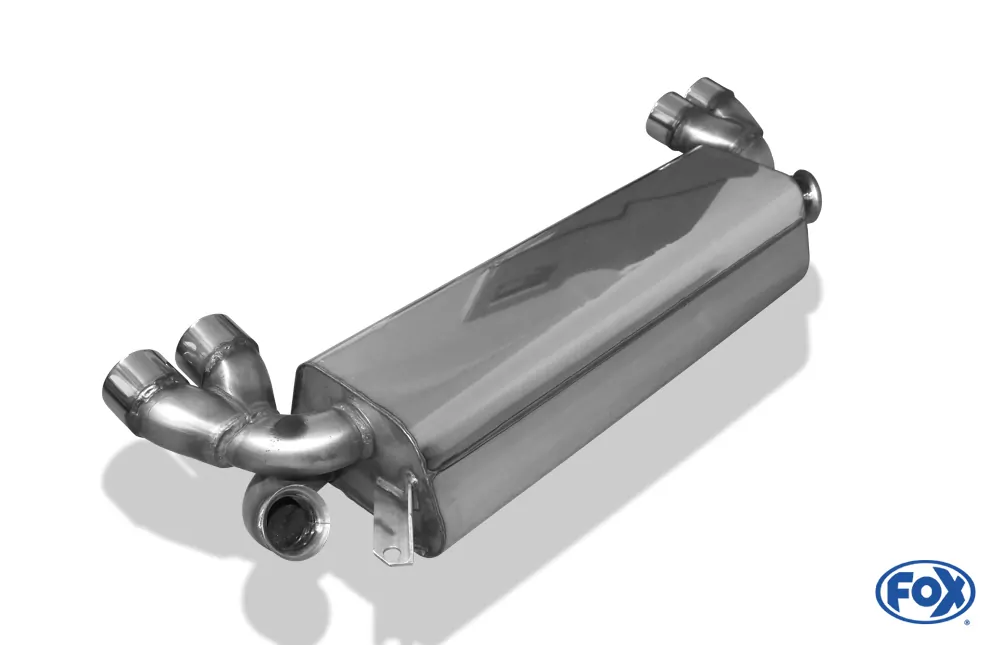 Renault Clio II V6  Endschalldämpfer quer Ausgang rechts/links - 2x76 Typ 12 rechts/links - Wird mit polierten Abdeckblech für Heckschürze geliefert