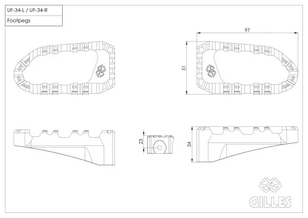 Gilles Pro-X Enduro Fußrasten schwarz für Ducati Multistrada 950 (S) /1200(S) / 1260(S) 2009-2021