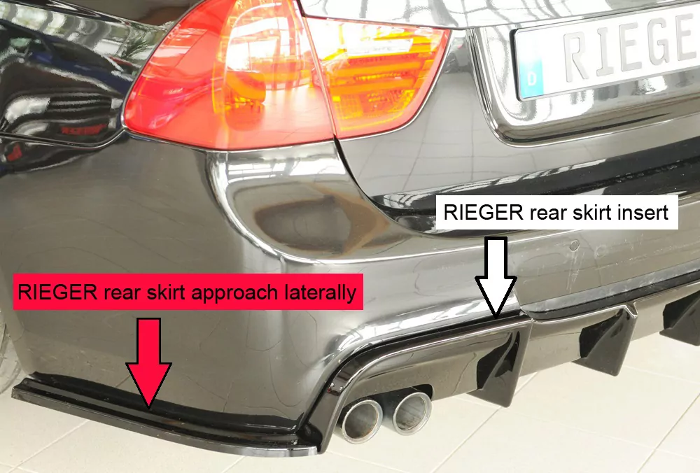 Rieger Heckschürzenansatz seitlich links glanz schwarz für BMW 3er E91 Touring 09.08- (ab Facelift) LCI
