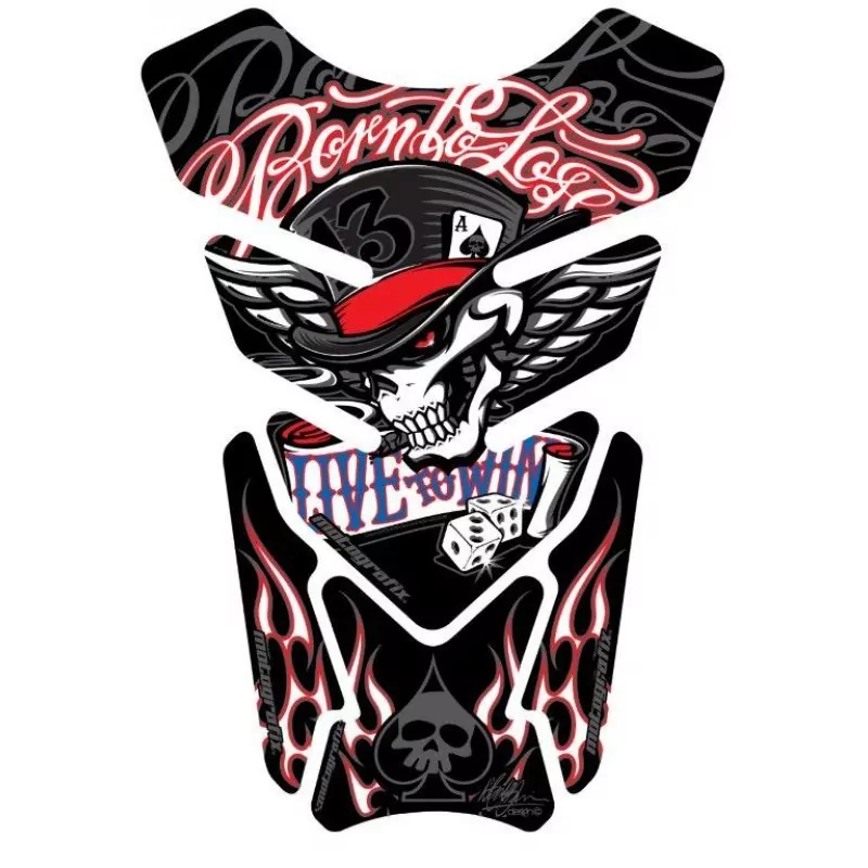 Motografix Born To Lose, Live To Win Skull Black 3D Gel Tank Pad Protector ST084
