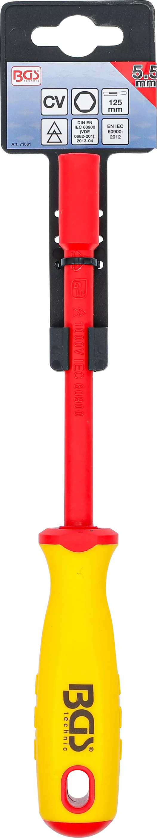 VDE-Steckschlüssel-Schraubendreher | Sechskant | SW 5,5 mm | Klingenlänge 125 mm