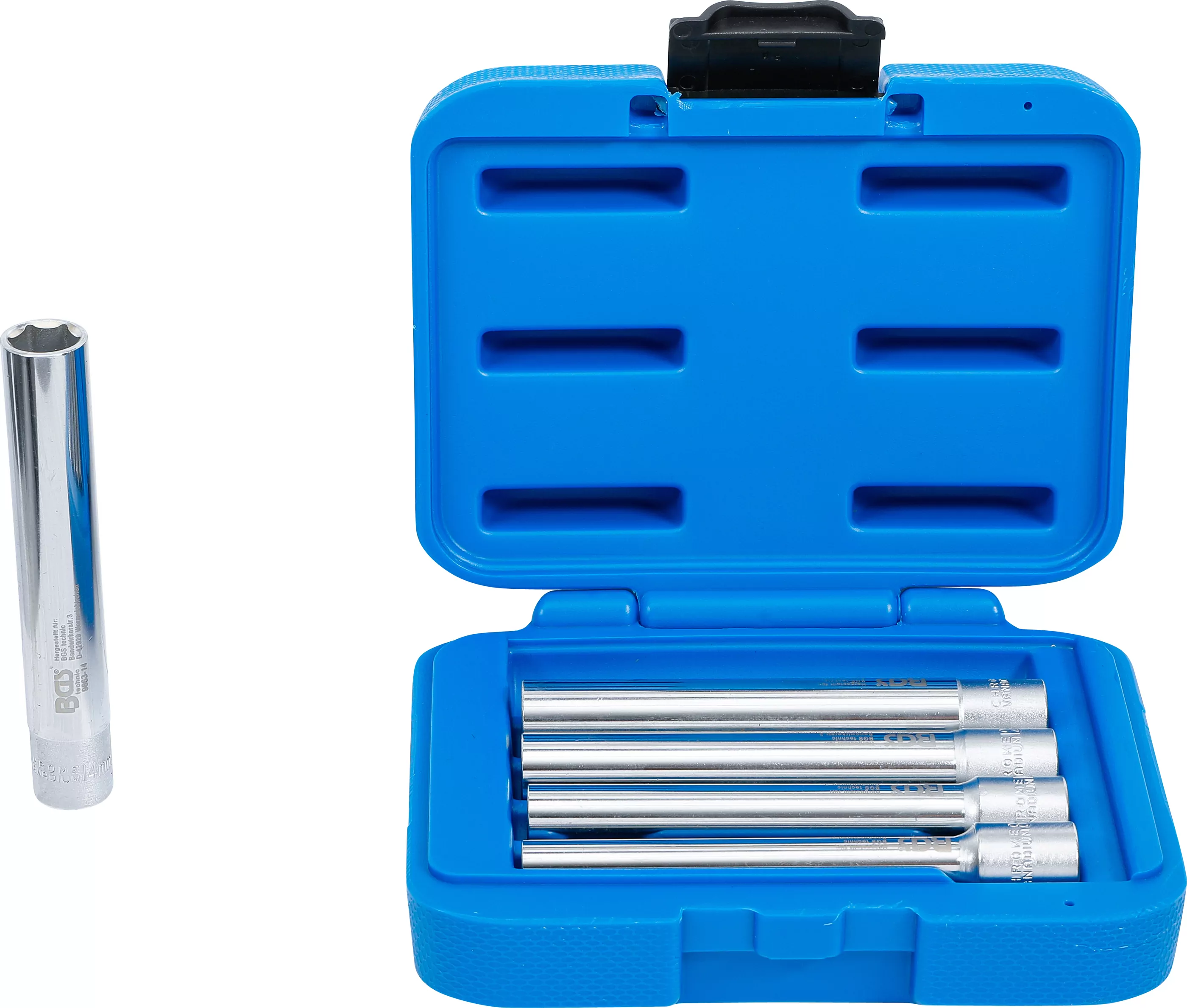 Steckschlüssel-Einsatz-Satz, Sechskant, extra tief | Antrieb Innenvierkant 10 mm (3/8") | SW 8 - 14 mm | 5-tlg.