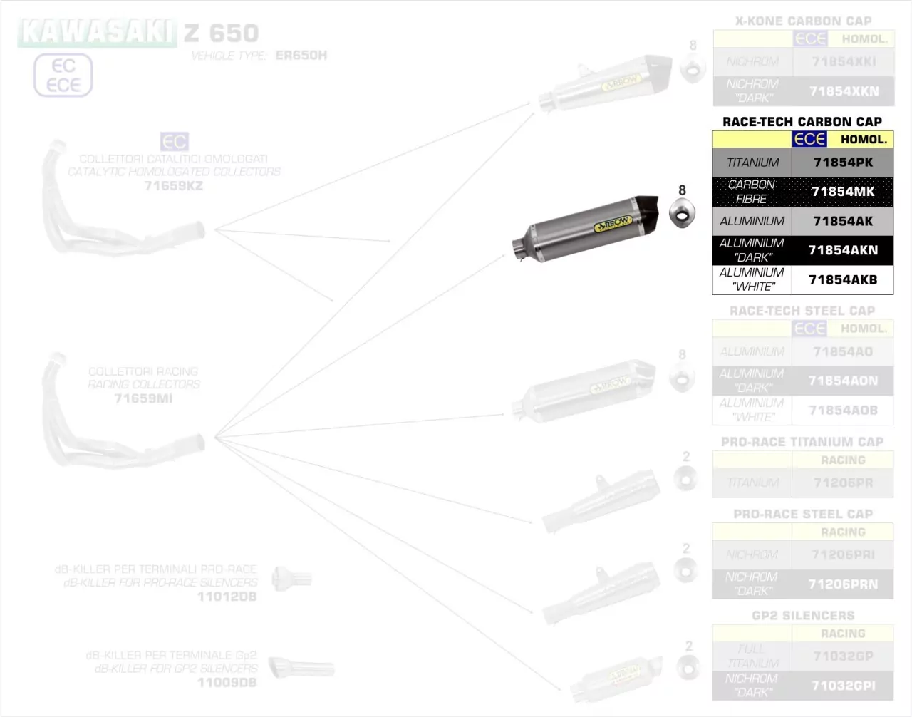 Arrow Endschalldämpfer Race-Tech Carbon Kawasaki Versys 650 17-2