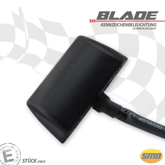 SMD-Kennzeichenbeleuchtung "Blade" | schw. | ABS Maße: B 44 x H 11 x T 22mm | E-geprüft
