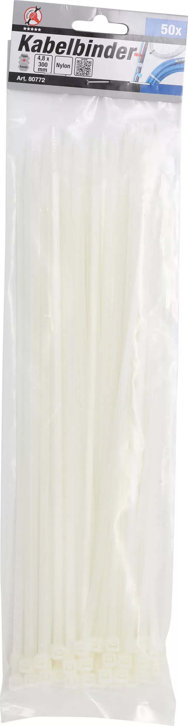 Kabelbinder-Sortiment | weiß | 4,8 x 300 mm | 50-tlg.