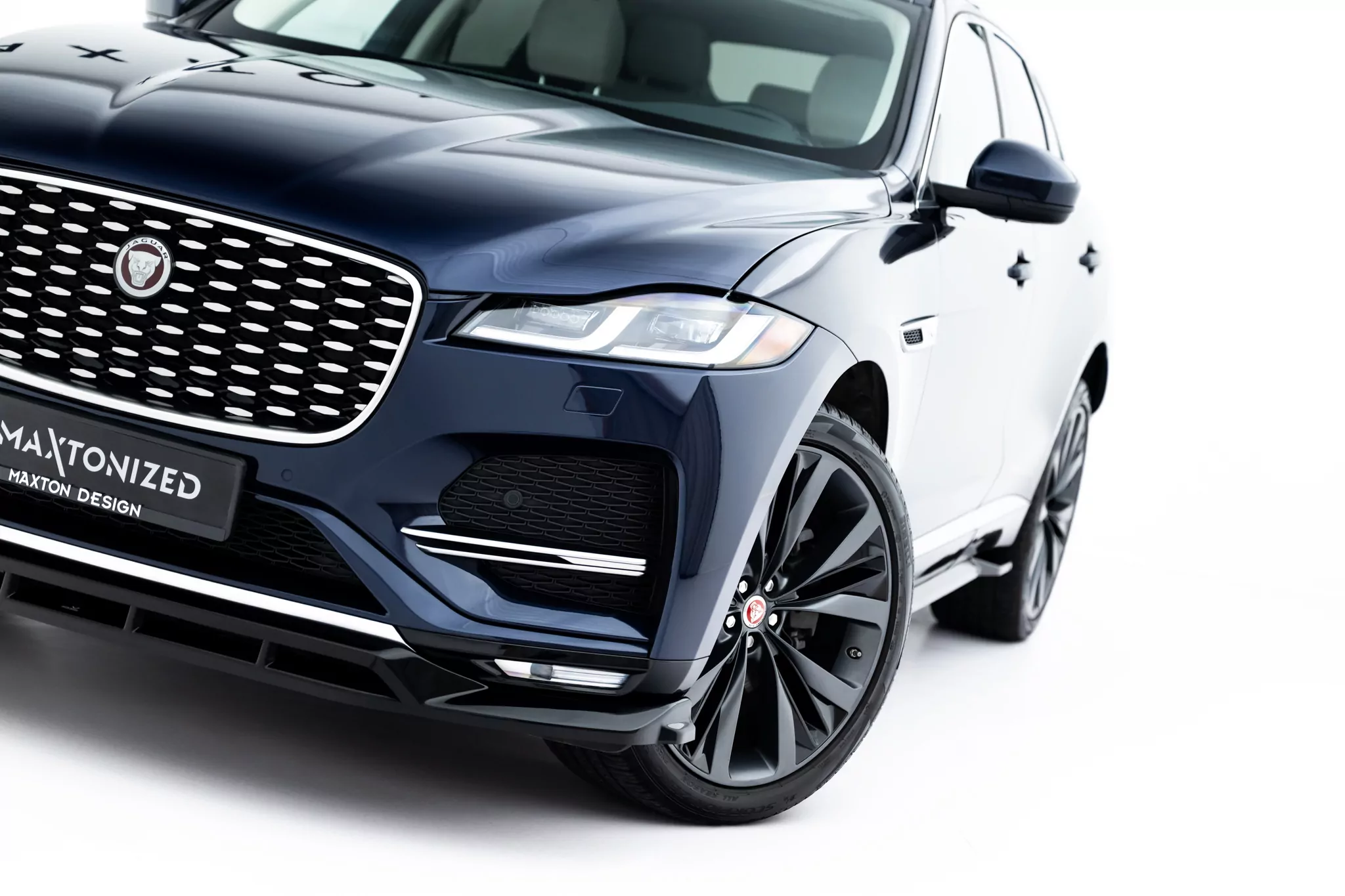 Front Ansatz Für Jaguar F-Pace R-Sport Mk1 Facelift Schwarz Hochglanz