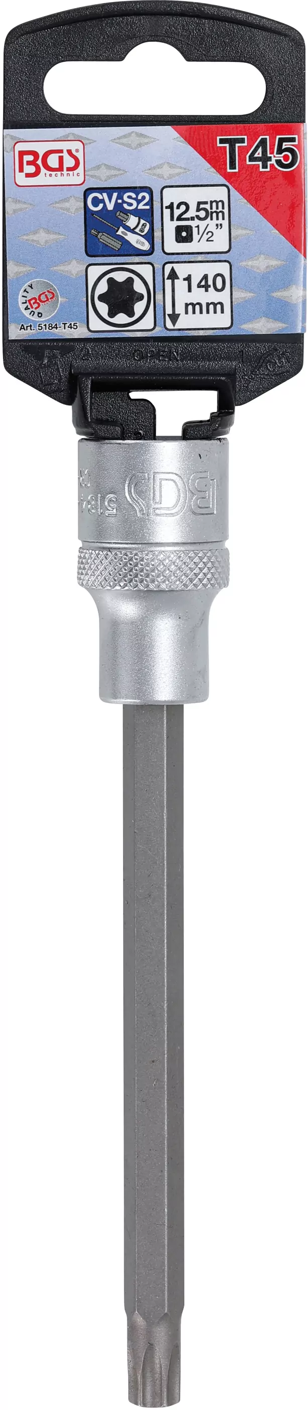 Bit-Einsatz | Länge 140 mm | Antrieb Innenvierkant 12,5 mm (1/2") | T-Profil (für Torx) T45