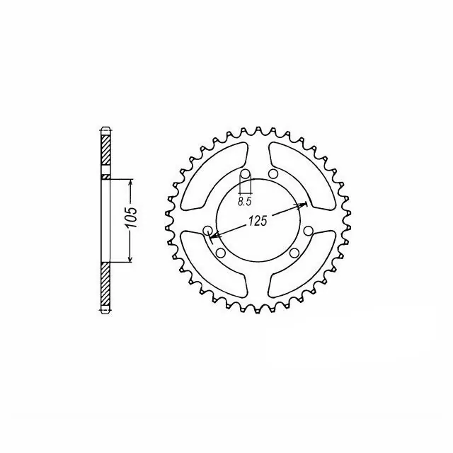 Kettenrad Stahl 53 Zähne Teilung 420